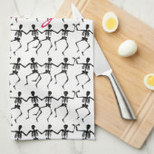 踊りスケルトンHalloween Thunder_Cove キッチンタオル (四つ折り)