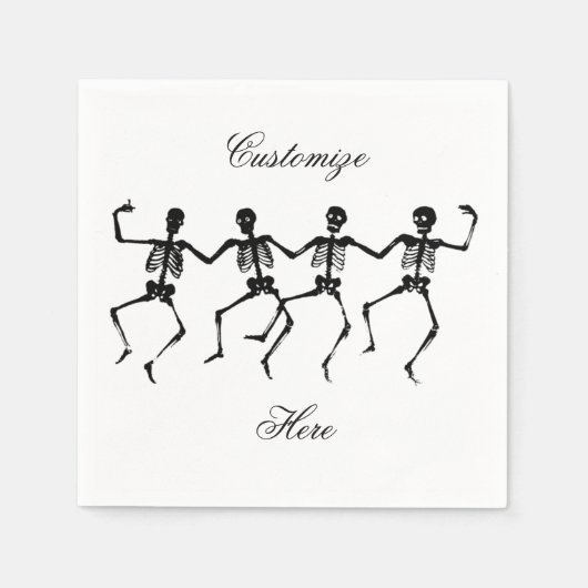 踊りスケルトンHalloween Thunder_Cove スタンダードカクテルナプキン (正面)