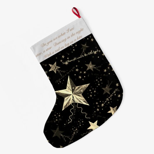 踊りスターの夜の大きなクリスマスストッキング ラージクリスマスストッキング (裏面 (吊り時))