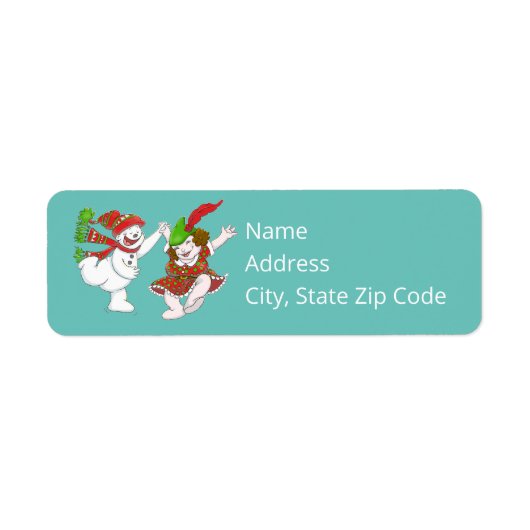 踊りスノーピープル差出人住所ラベル ラベル (正面)