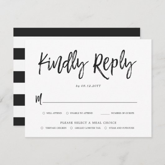 踊りス結婚クリプトの返信カードの食事の選択 出欠カード (正面/裏面)