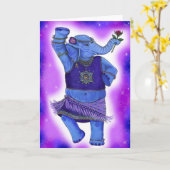 踊りゾウ挨拶カード カード (黄色い花)