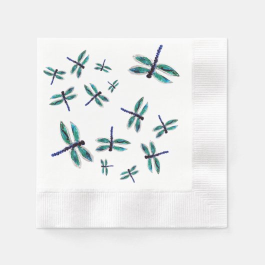 踊りターコイズトンフライ 縁ありカクテルナプキン (正面)