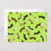 踊りダックスンド（ライムグリーン） ポストカード (正面/裏面)
