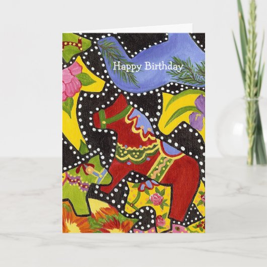 踊りダラホース誕生日カード カード (正面)