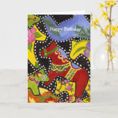 踊りダラホース誕生日カード カード (黄色い花)