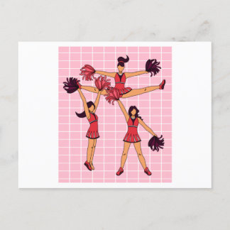踊りチアリーダー応援とPOM POMS ポストカード