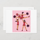 踊りチアリーダー応援とPOM POMS ポストカード (正面/裏面)