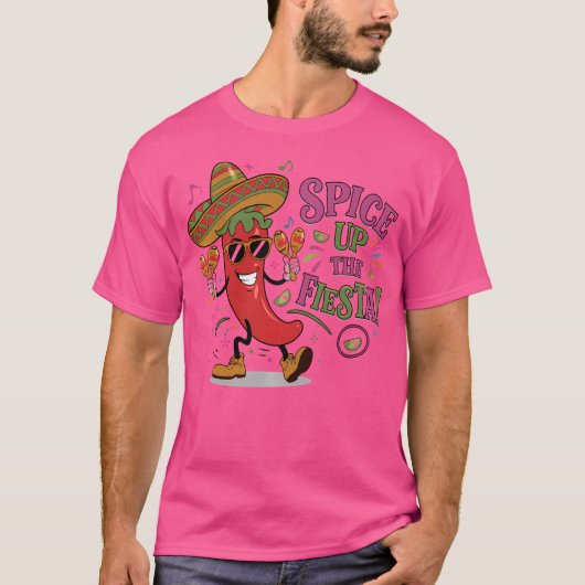 踊りチリペッパーSombrero Maracas Cinco De May Tシャツ (正面)
