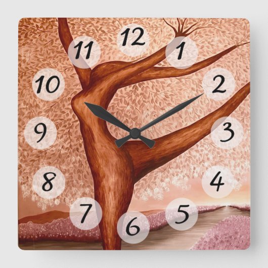 踊りツリー スクエア壁時計 (正面)