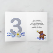 踊りテディベア女の子のための第3の誕生日 カード (内部)