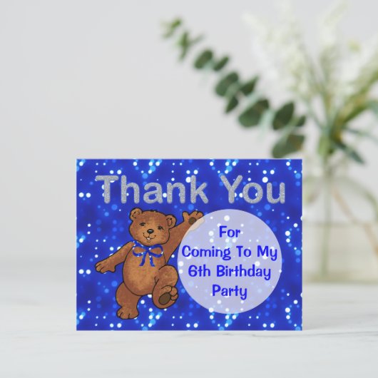 踊りテディベア6thバースデーパーティーありがとう ポストカード (スタンド正面)
