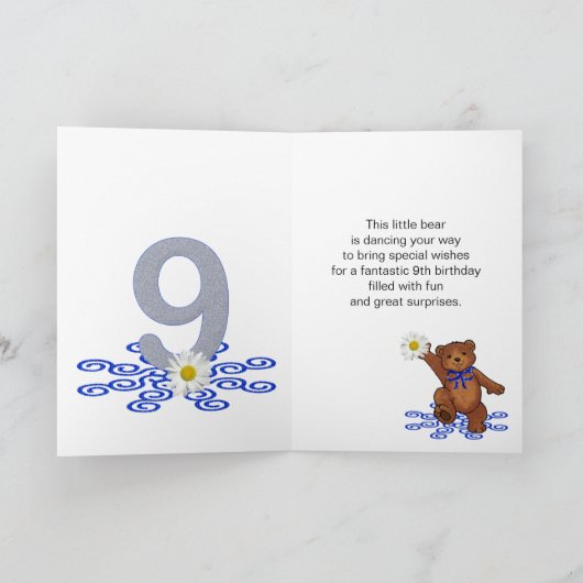 踊りテディベア9th誕生日forガール カード (内部)