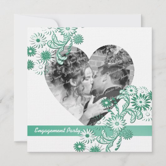 踊りデイジー婚約パーティと写真 招待状 (正面)