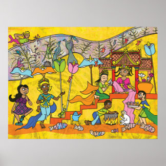踊りデヴァスカンボジアンアートプリント ポスター