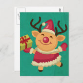 踊りトナカイ葉書 ポストカード (正面/裏面)