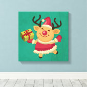 踊りトナカイ キャンバスプリント (インサイチュ (ウッドフロア))