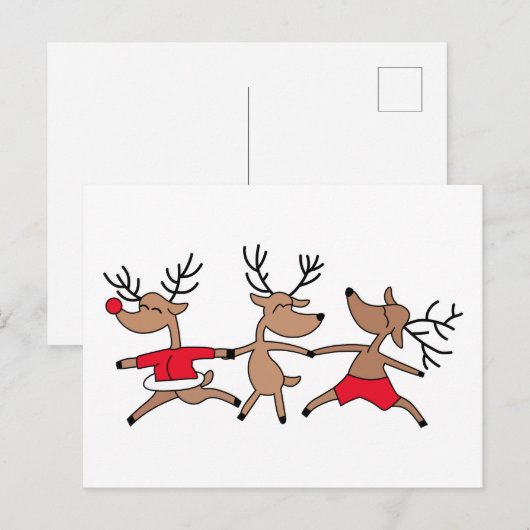 踊りトナカイ ポストカード (正面/裏面)