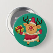 踊りトナカイ 缶バッジ (正面&裏面)