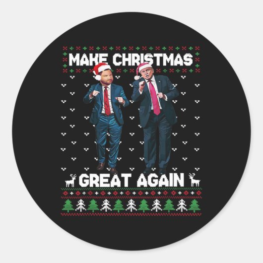 踊りトランプサンタとDj Vance Make Christmas Gr ラウンドシール (正面)