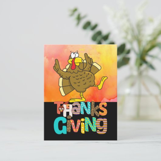 踊りトルコ感謝祭おもしろい漫画 シーズンポストカード (スタンド正面)