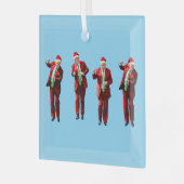 踊りドナルドトランプクリスマスマガ ガラスオーナメント (正面左)