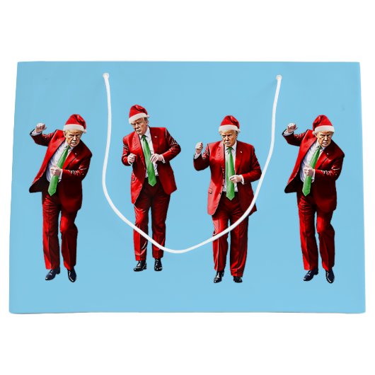 踊りドナルドトランプクリスマスマガ ラージペーパーバッグ (正面)