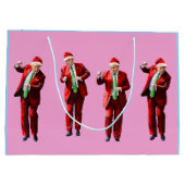 踊りドナルドトランプクリスマスマガ ラージペーパーバッグ (裏面)