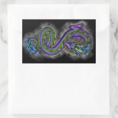 踊りドラゴン 長方形シール (バッグ)