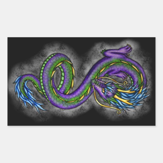 踊りドラゴン 長方形シール (正面)
