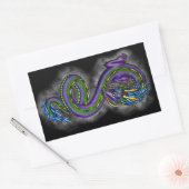 踊りドラゴン 長方形シール (封筒)