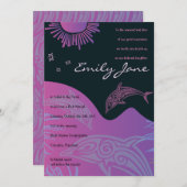 踊りドルフィンズバルミツワー招待状インピンク 招待状 (正面/裏面)