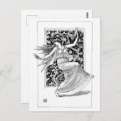 踊りニンフ – 白黒ヴィンテージアート ポストカード (正面/裏面)