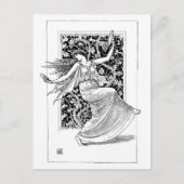 踊りニンフ – 白黒ヴィンテージアート ポストカード (正面)