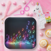 踊りネオンミュージカルノート ペーパープレート (パーティー)