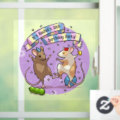 踊りネズミパーティータイムバナー紙吹雪とバルーン ウィンドウサイン (ホーム)