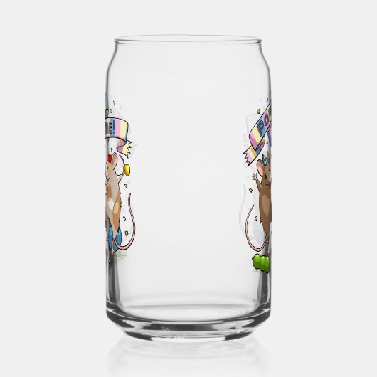 踊りネズミパーティータイムバナー紙吹雪とバルーン ガラス缶 (左)