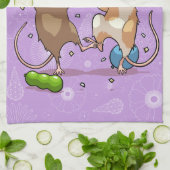 踊りネズミパーティータイムバナー紙吹雪とバルーン キッチンタオル (折り畳み)