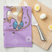 踊りネズミパーティータイムバナー紙吹雪とバルーン キッチンタオル (四つ折り)