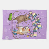 踊りネズミパーティータイムバナー紙吹雪とバルーン キッチンタオル (横)