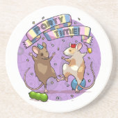 踊りネズミパーティータイムバナー紙吹雪とバルーン コースター (正面)