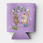 踊りネズミパーティータイムバナー紙吹雪とバルーン 缶クーラー (正面)