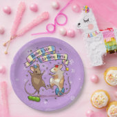 踊りネズミ名前の追加ハッピーバースデーパーティー ペーパープレート (パーティー)