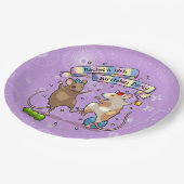 踊りネズミ名前の追加ハッピーバースデーパーティー ペーパープレート (アングル)