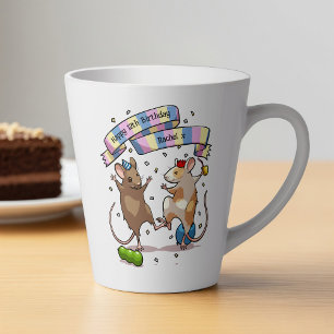 踊りネズミ名&年齢ハッピーバースデーパーティー カフェラテマグ
