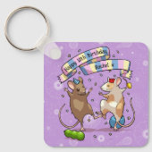 踊りネズミ名&年齢ハッピーバースデーパーティー キーホルダー (正面)