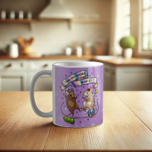 踊りネズミ名&年齢ハッピーバースデーパーティー コーヒーマグカップ