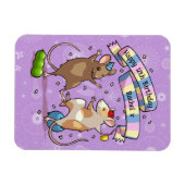 踊りネズミ名&年齢ハッピーバースデーパーティー マグネット (横)