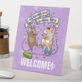 踊りネズミ名&年齢バースデーパーティーへようこそ 台座サイン (インサイチュ)