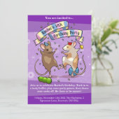 踊りネズミ年齢と名前ハッピーバースデーパーティー 招待状 (スタンド正面)